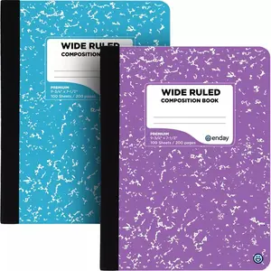 Enday Colored Marble Composition Notebook Wide Ruled - 100 Sheets