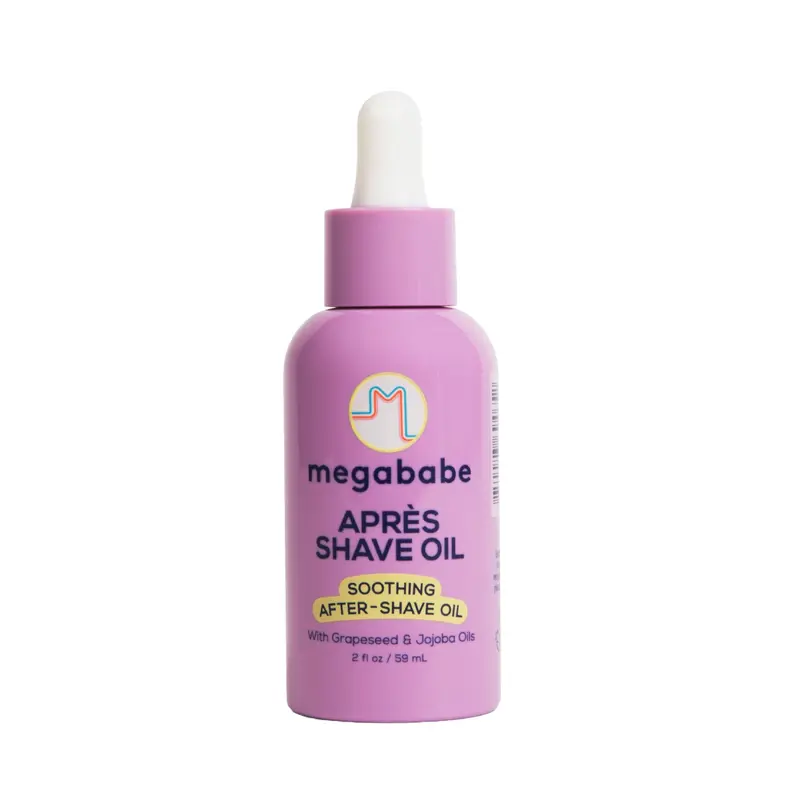 Megababe Après Shave Oil - 2 oz Body Care Cosmetic with Sunflower, Grape & Other Botanical Oils, Vitamin E, Razor Burn Relief, Dermatologist-Gynecologist Approved, Fragrance-Free, Fast-Absorbing for All Skin Types