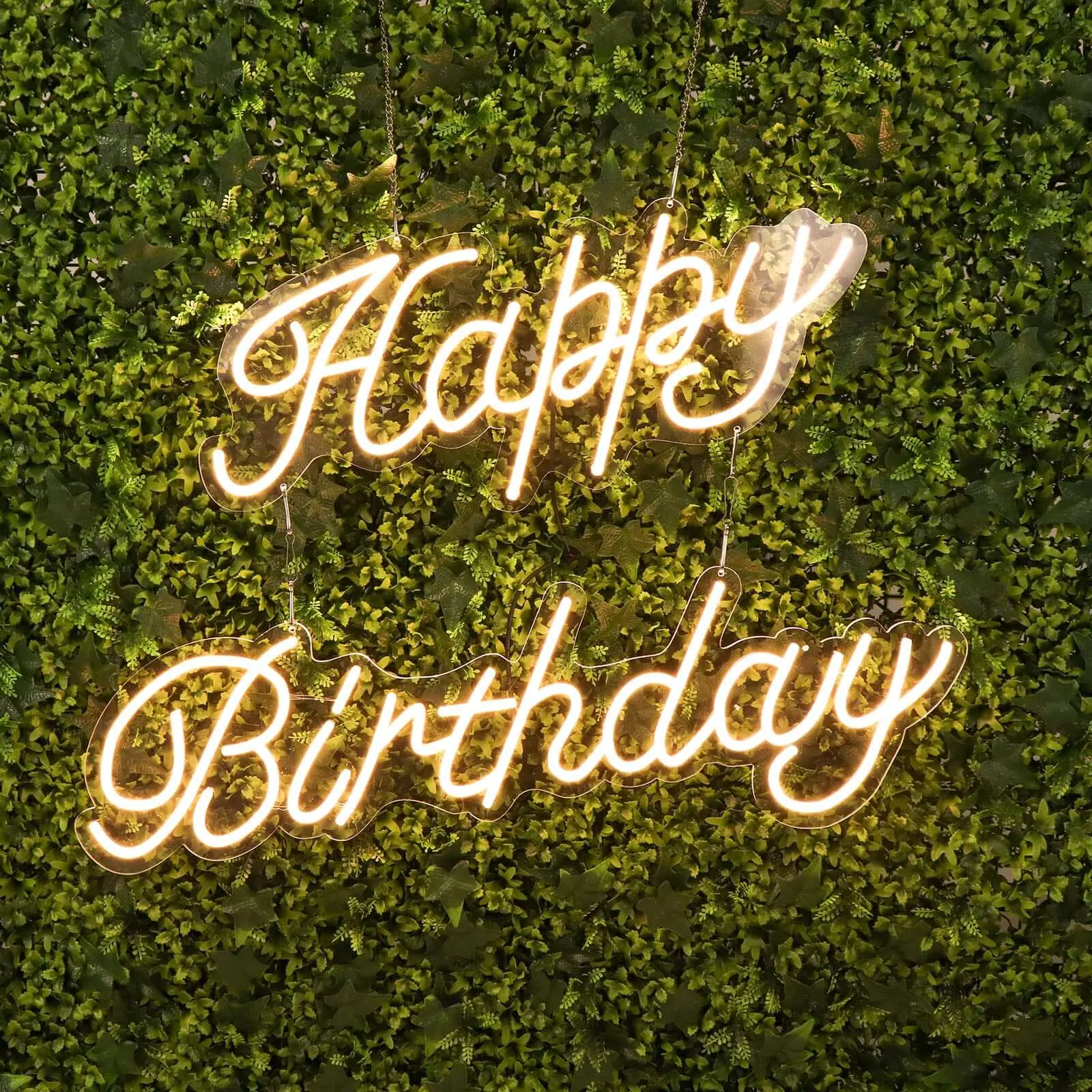 32" Happy Birthday LED Neon Sign - Led Party Light, Decorative Light Decor, Celebration Indoor Lighting, Reusable Wall Décor with 5ft Hanging Chain