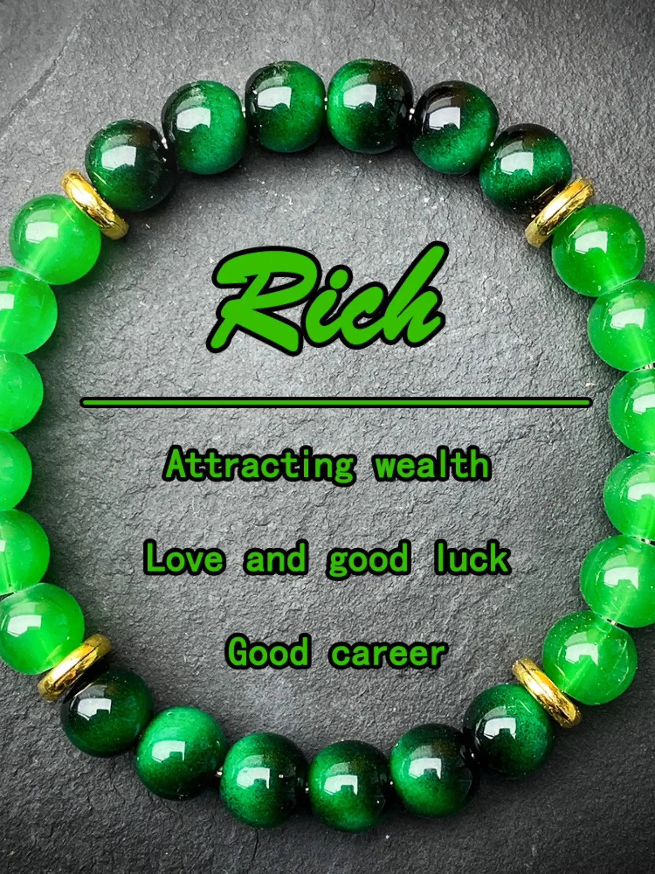 8mm Gradient Green Lucky Wealth Bracelet, Bead Bracelets - Natural Accessory, Attracts Wealth & Good Fortune, Suitable For Men & Women, Jewelry Gift For Any Occasion, Boho Style, Durable Stone, Spiritual Explorer, Inspirational Beaded Bracelet