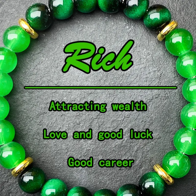8mm Gradient Green Lucky Wealth Bracelet, Bead Bracelets - Natural Accessory, Attracts Wealth & Good Fortune, Suitable For Men & Women, Jewelry Gift For Any Occasion, Boho Style, Durable Stone, Spiritual Explorer, Inspirational Beaded Bracelet