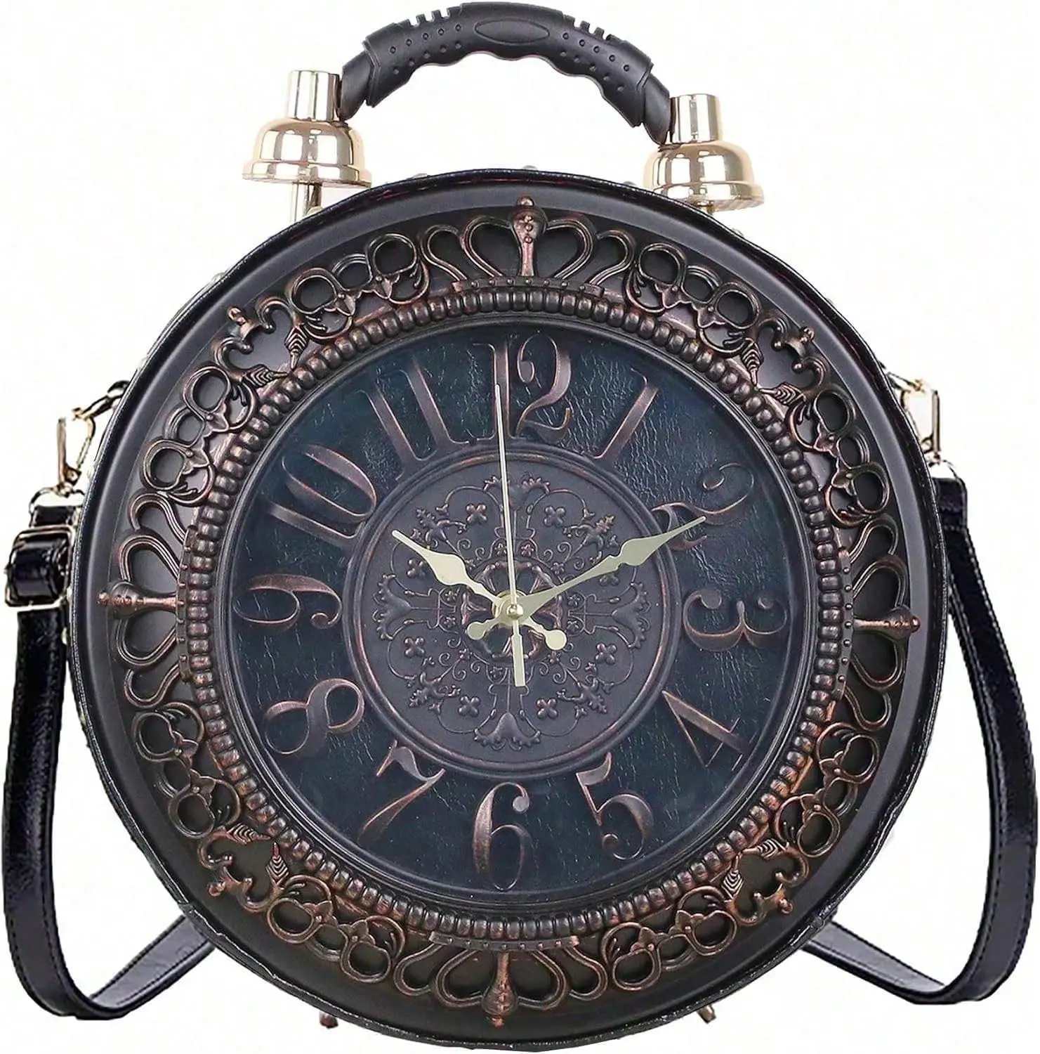 Women's Vintage Inspired Clock Shaped Crossbody Purse, Classic Retro Shoulder Handbag, Fashion Novelty Bag Ideal For Daily Commute and Casual Outings