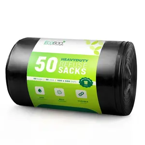 50 Pack Super Durable Trash Bags (20 Microns), Recyclable Garbage Bags, Leakproof Durable Waste Handling Bags, for Home and Business Use