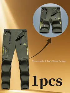 Detachable Hem Functional Long Pants for Men, Summer Fashion Loose Quick-Dry Trousers, Letter Embroidery, Two-In-One Five-Pocket Design