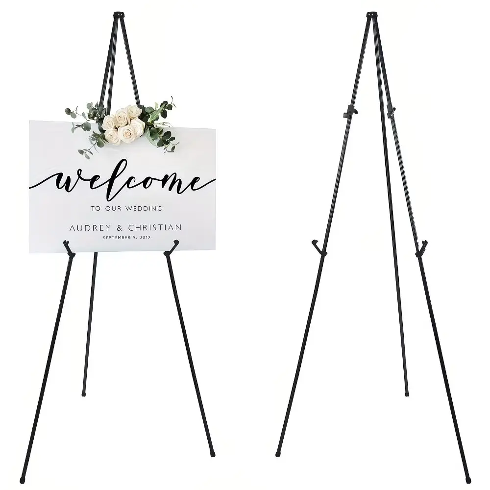 Metal Tripod Easel Stand, Lightweight Foldable Display Holder for Artwork, Wedding Signs & Posters