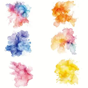 6 Pieces Colorful Watercolor Splatter Large DIY Iron On DTF Transfer Stickers Washable Heat Transfer Design Ready to Press Appliques Plastic Solvent Patches for DIY Clothing T Shirts Masks Jeans Backp Watercolor Painting Crafts