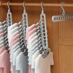 9 Holes Foldable Hanger, 3 Counts Space Saving Clothes Hanger, Clothes Organizer for Home Bedroom Wardrobe, Home Organizer, Hanging