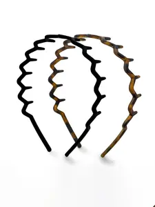 2PCS Wave Hair Band Set, Non Slip Zigzag Headband Durable Teeth Grip Hair Accessory for Women