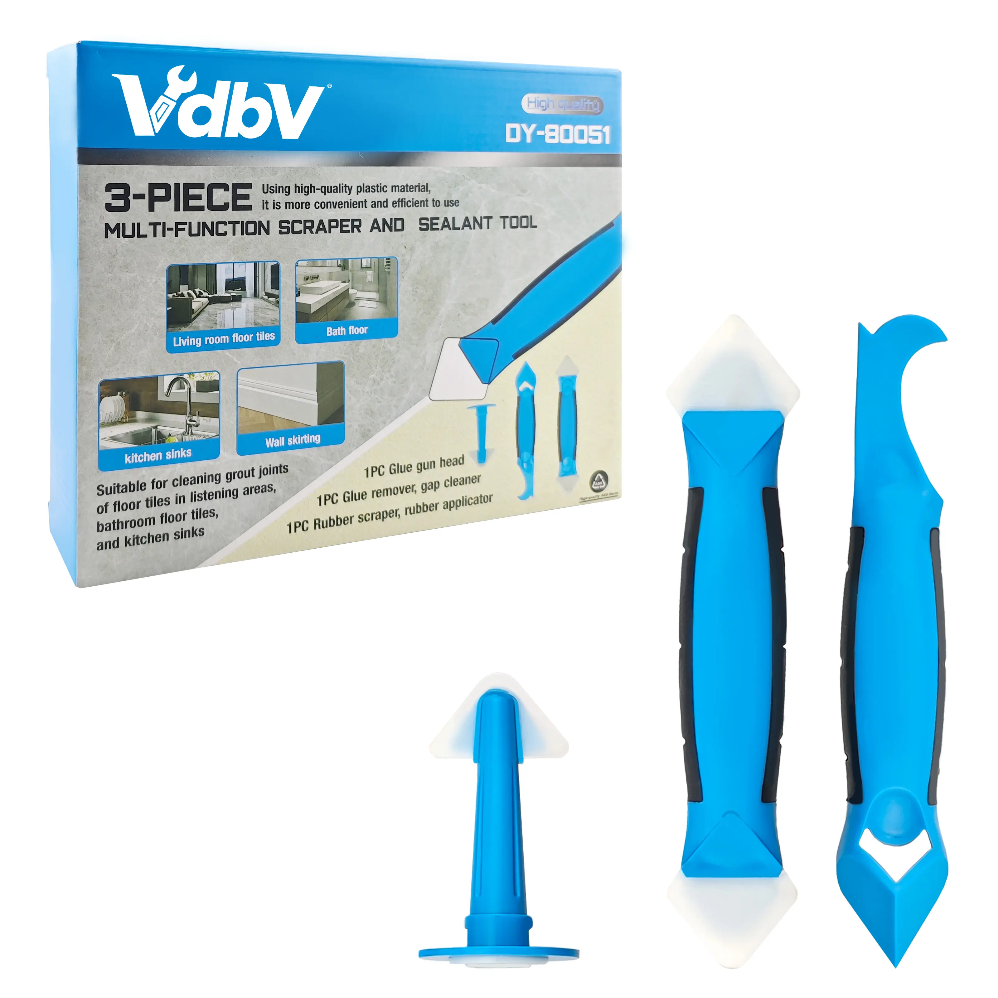 3-Piece Silicone Caulking Tool Set with 3-in-1 Functionality, Grout Scraper & Caulk Remover for Bathroom Maintenance, Kitchen Maintenance & Joint Frames Sealing, Ideal for DIY Enthusiasts