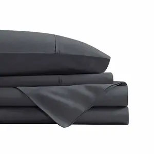 Swift Home 3PC Solid Microfiber Sheet Set with Smart Side Storage Pockets - Gray Twin - Bedding Essentials