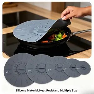 Silicone Microwave Covers Set of 5, BPA Free Suction Lids for Pots, Pans, Bowls and Cups, Splatter Protection, Easy Food Storage, 6 to 13.8 Inch