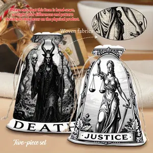 2pcs Astrology Tarot Drawstring Bags, Constellation & Sun Moon Phase Prints, Mysterious Style, Portable Storage for Jewelry/Dice/Cosmetics, Ideal for Wiccan Believers & Mysticism Enthusiasts