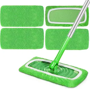4 Pack Reusable Microfiber Mop Pads Compatible with Swiffer Sweeper Mop, Dry Sweeping Cloths & Wet Mopping Cloths, Washable Mop Pads for Hardwood Floor Cleaning (Mop is Not Included)