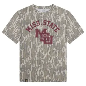 Red Miss. State MSU Washed Out Tee Mossy Oak Original Bottomland, Mossy Oak Original Bottomland Red Miss. State MSU Printing Short Sleeve Shirt