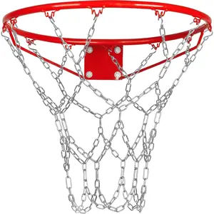 Heavy Duty Chain Basketball Net Replacement,21 Inches Metal Rust Proof with 12 S-Hooks,Fits All Standard Hoops Outdoor chain nets