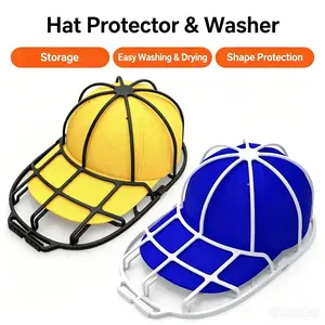 Hat washing cage, hat washer for baseball caps for washing machine/dishwasher, cap washer frame for flat and curved hats, hat cleaning cage for adults and kids, 1 pack, white/black