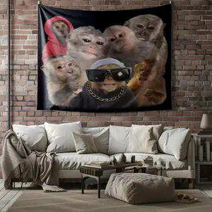 Trending Monkey Tapestry Backdrop, Street-Style Cool Wall Hanging Banners, Indoor/Outdoor Wall Art Tapestries, Wall Decor, Fun Banners and Posters for Dorm Rooms and Bedrooms