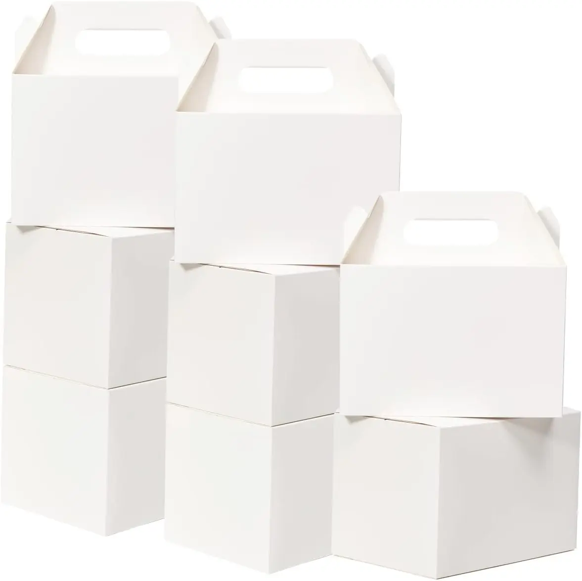28 Pack Large  Boxes White - 9 x 6 x 6 inches Gable  Boxes with Handle Cardboard Lunch Boxes Recycled Paper Take Out Boxes Welcome Boxes For Wedding  Shower Birthday