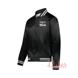 Created to Teach Satin Baseball Jacket Striped Trim - Bomber Jacket