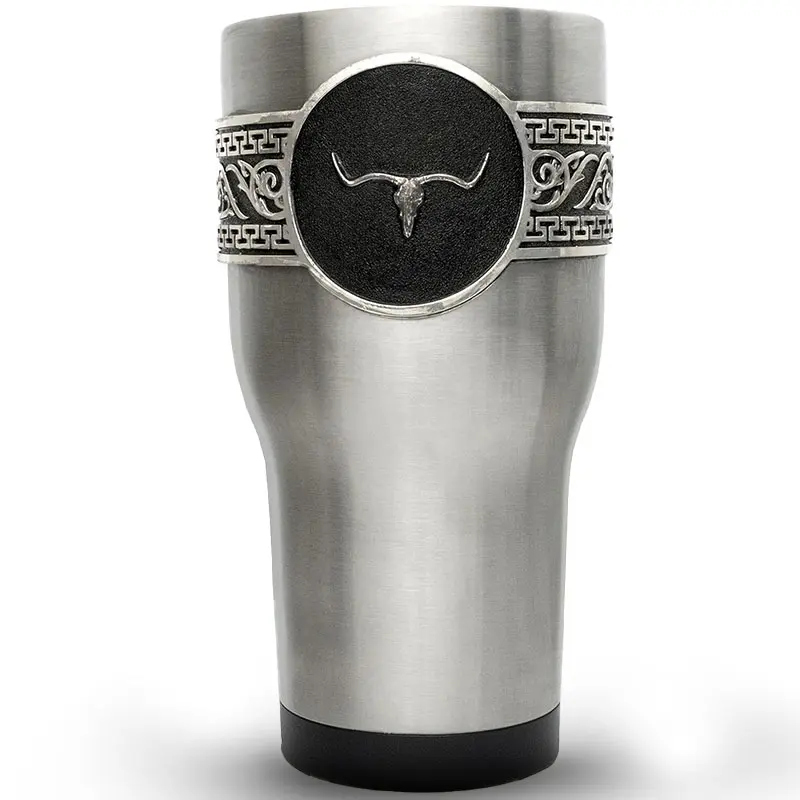 Engraved Cowboy Longhorn Stainless Steel Tumbler, Handcrafted Western Kitchenware Drinkware Mug