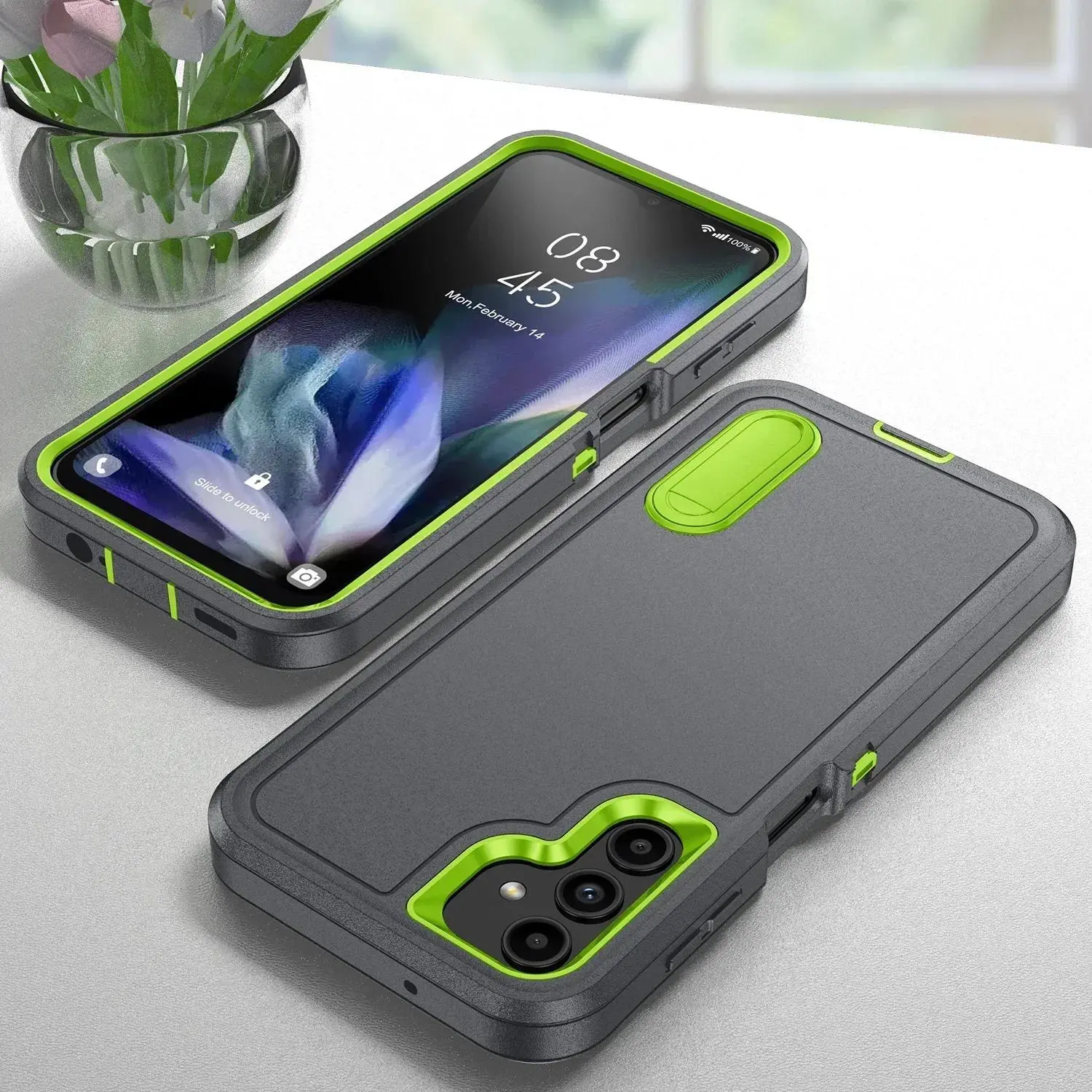 HAY Armor Shockproof 3-in-1 Full Protect Stand Case with Accessories for Samsung Galaxy A37 A27 A17 A56 A36 A26 A16 A06 A54 A15 A53 A14 A13 (5G, 4G)