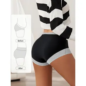 4pcs Women's High-Waisted Boyshorts & Boxer Briefs - Soft Breathable Mid-Support Underwear with Tummy Control, Contrast Waistband & Solid Color Design, Elegant Collection (Black, Pink, Yellow), Full Coverage Briefs | Elegant Boyshorts | Bre