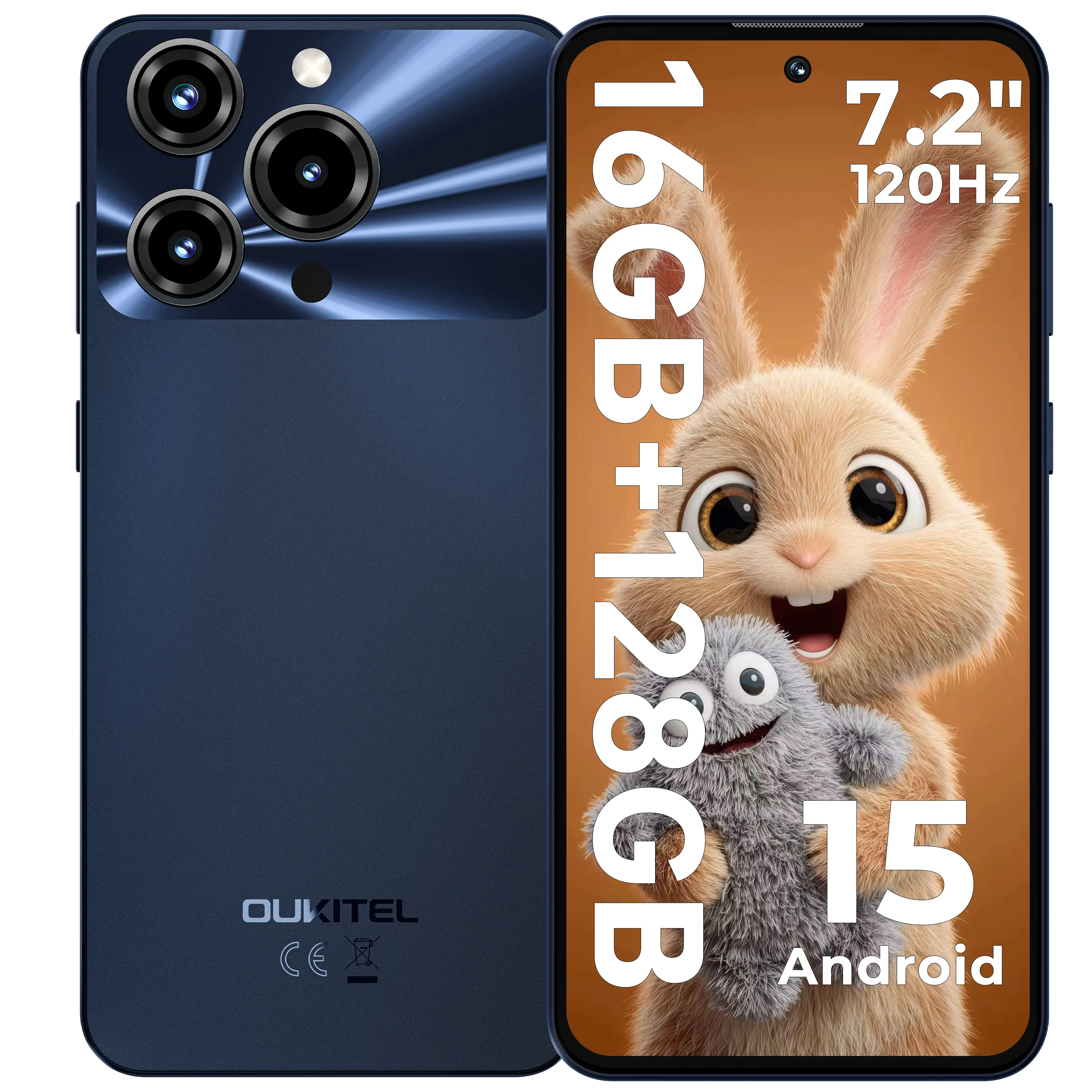OUKITEL C69 Cell Phone Unlocked，7.2''HD + 120Hz Display，24GB(8+