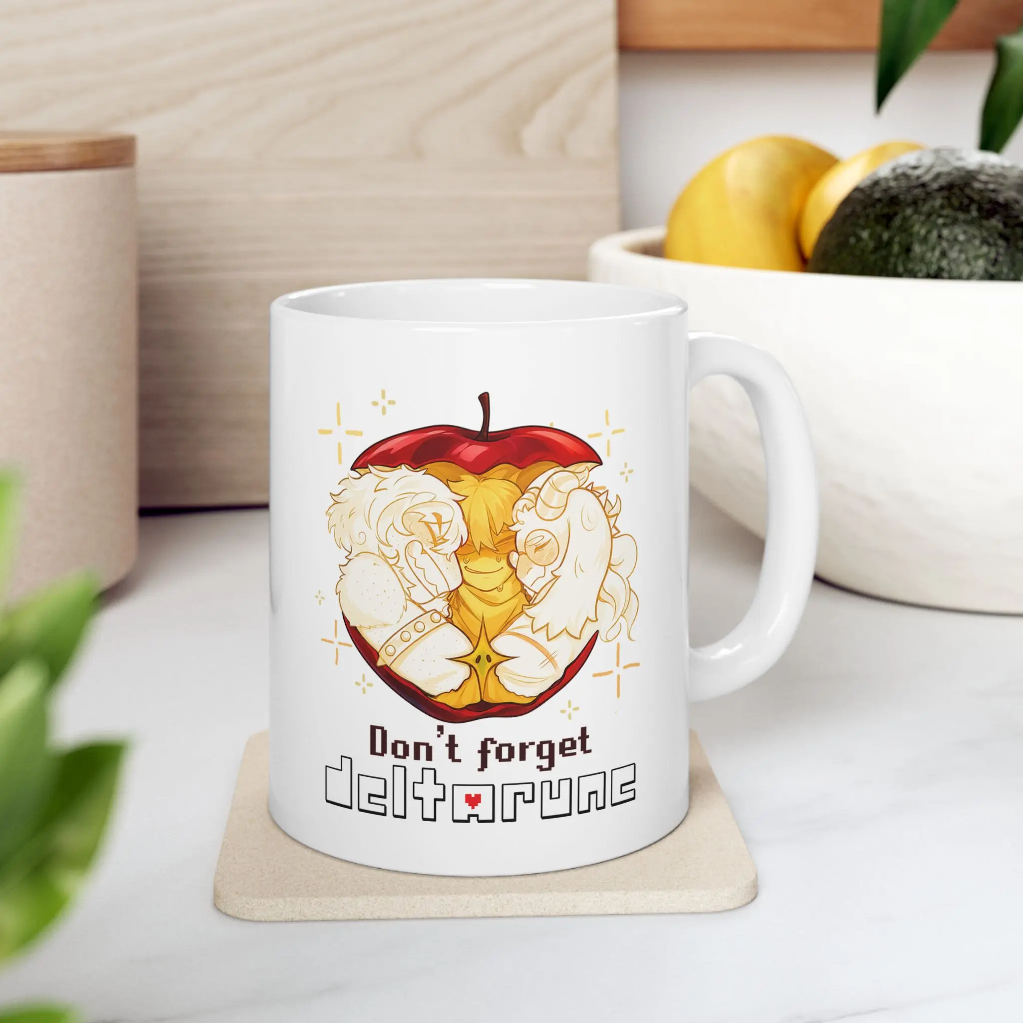 Deltarune Don't Forget Mug, Cute Apple Heart Coffee Cup, Gaming Coffee Mug, Pixel Art Mug, Gamer Gift, Fantasy Game Cup, Birthday Gift
