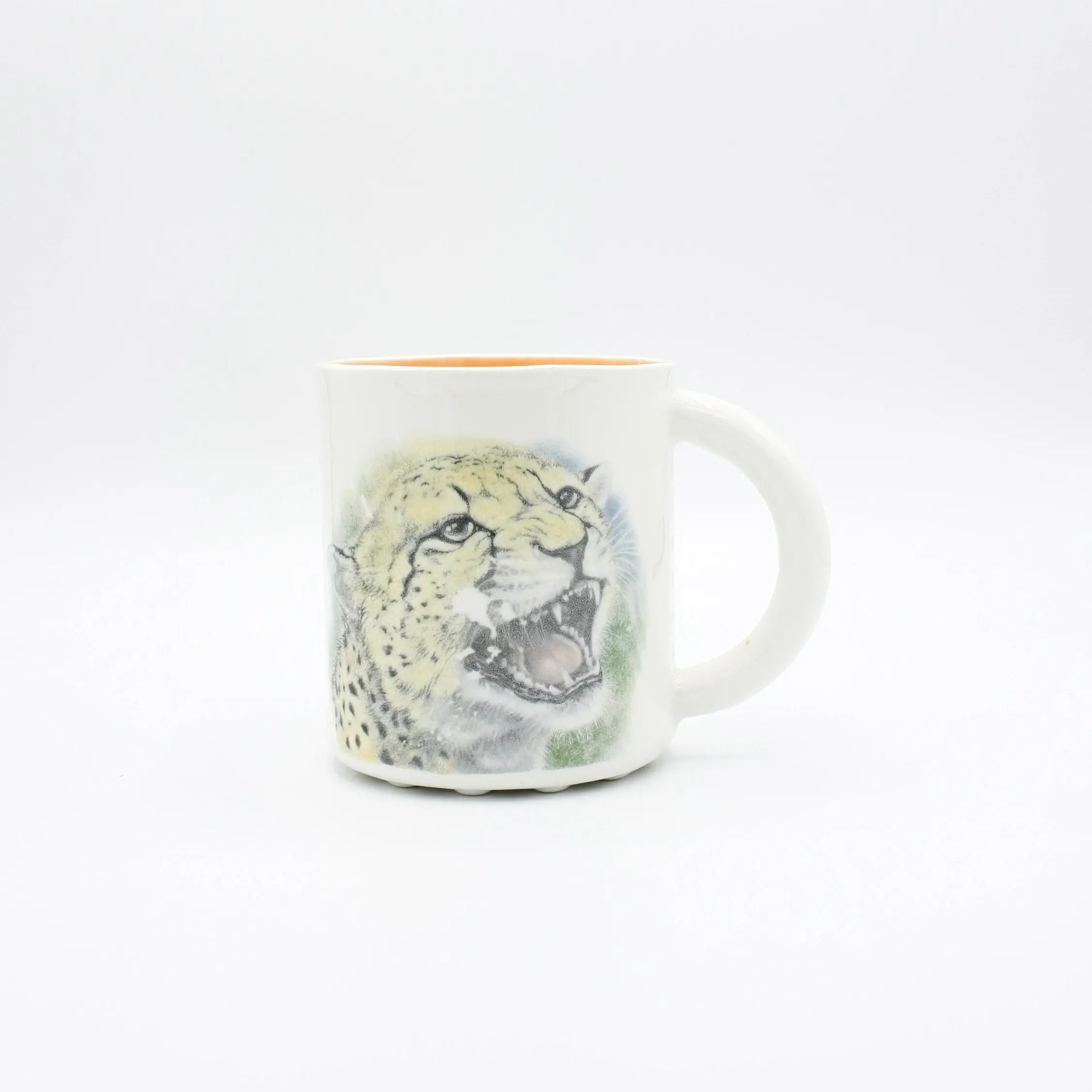 Handmade Cheetah Portrait Ceramic Mug: Animal Lover Gift