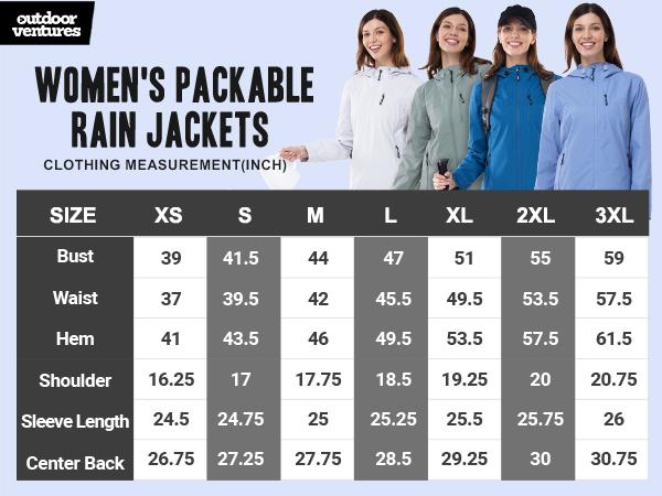 Outdoor Ventures Women's Packable Casual Polyester Long Sleeve Sporty Chic Waterproof Hooded Rain Jacket for Female Cycling