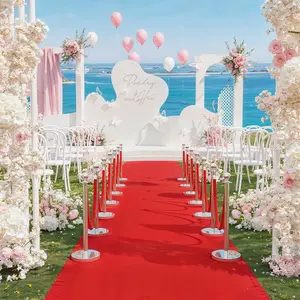 Silver Stanchions and Black Velvet Ropes with Red Carpet Set - Crowd Control Barriers for Wedding, Red Carpet Events, Parties, Exhibition