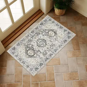 Collive Washable Indoor Doormat, Non Slip Retro Floor Mat Rug Quick Absorbent Entrance Rug Distressed Taupe/Multi Front Door Mat, Welcome Mats Entryway Doormat For Kitchen Home Patio