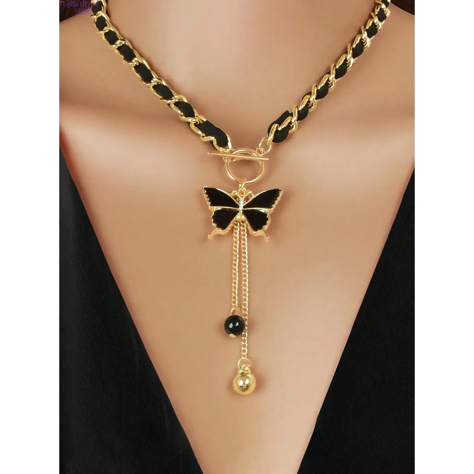 Women's Elegant Butterfly Pendant Necklace - Dainty Delicate Chain Costume Jewelry, All-Match Fashion Statement Accessory for Daily Wear & Birthday Gifting, Butterfly Necklaces for Women, Fashion Statement Necklaces