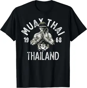 100%cotton Muay Thai Thailand Vintage Tiger Fighter Training Gift T-Shirt