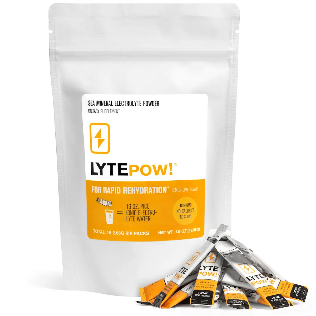 LytePow!® Lemon-Lime Electrolyte Powder Stick Packs (16 Count) - Note: Expires December 2026)