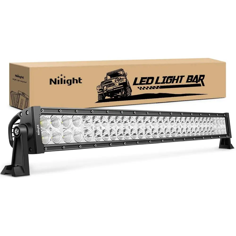Nilight 32-Inch High Power LED Lightbar, 1pc 180W Pure White 12600LM Spot-Flood Combo Car Light, 9-30V DC, Quakeproof Aluminum Mount Brackets, 3.3ft Water Seal, -40~85°C Off-Road Accessory for Cars & Motorcycles