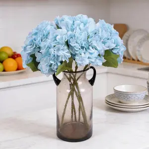 Faux Silk Hydrangea Flowers with Stems 5 Pcs Artificial Floral Bouquets for Home Decor Indoor Kitchen Table Centerpieces Spring Outdoor Garden Wedding Party Fake Flower Arrangements Room Aesthetic
