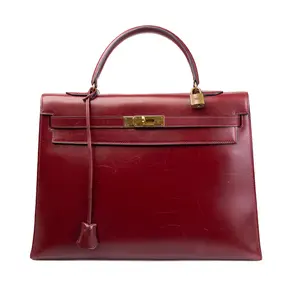 Pre-owned HERMÈS Leather Top Handle Bags Hermes Rouge H Box Calf GHW Kelly 35 IB25090136