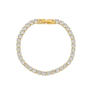 Zircon Element Bracelet Titanium Steel Claw Clasp Silver Hand Jewelry