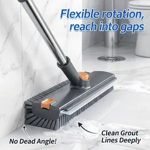 Floor Scrub Brush with Long Handle, 360° Rotatable Gap Cleaning Brush, Multi-Purpose Hard Bristle Scrubber for Bathroom Tile Kitchen Floor Bathtub Home Deep Cleaning,Mother's Day Gifts