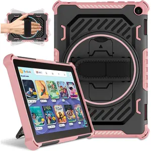 Case for Fire HD 8 & HD8 Plus Tablet 12th/10th Generation 2024/2022/2020Release with 360 Rotating Kickstand Hand Strap, Also for    Rugged Case