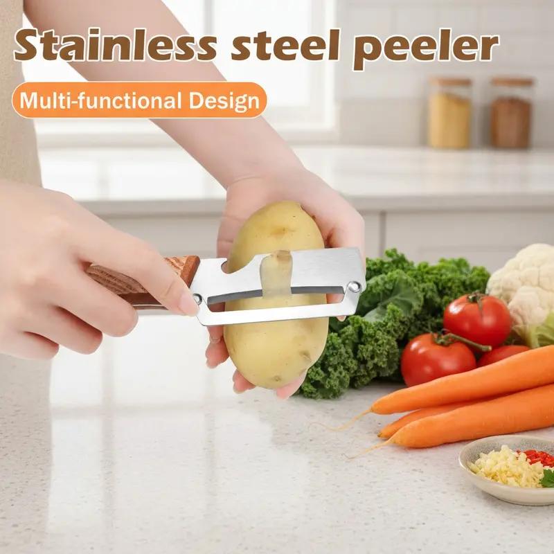 2PCS 2 in 1 Multifunctional Vegetable Peeler & Bottle Opener  All In One Peeler Multi-Functional Kitchen Tool Stainless Steel Potato & Fruit Peeler
