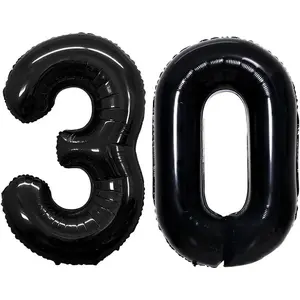 Number 30 Balloons for 30th Birthday Party Decorations,42 Inch Jumbo Foil Helium Balloons for 30th Anniversary (Black)