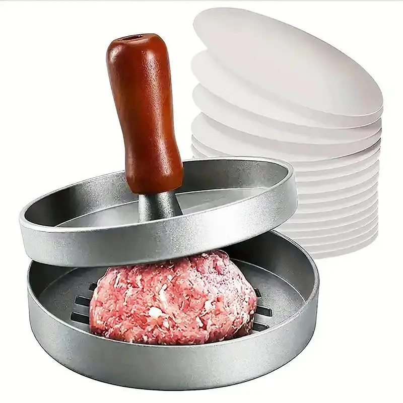 Non-stick Burger Press,Complimentary 100 sheets of silicone paper. Effortless Patty Maker forPerfect Meat,Beef Cheese, ldeal for Grill, Griddle,Barbec