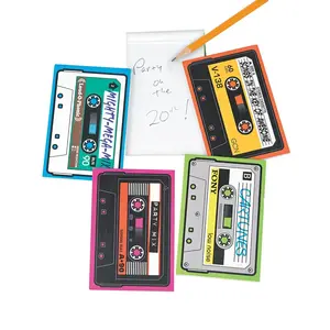 4" x 2 3/4" Cassette-Shaped Multicolor Paper Notepads - 24 Pc.