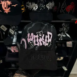 1:1 F1no Hats World Rug G5 - Black Baseball Cap with "World" Text and Embroidered Design