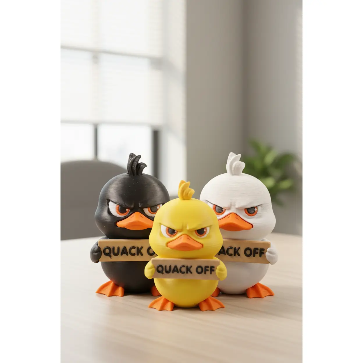 Quack Off Angry Duck Figurine – Funny 3D-Printed Desk Décor