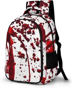 Bloody Red Halloween Funny Travel Laptop Backpack Scary Horror Season Large Casual Daypack Durable Work Computer Camping Back Packs Bags for Women Men
