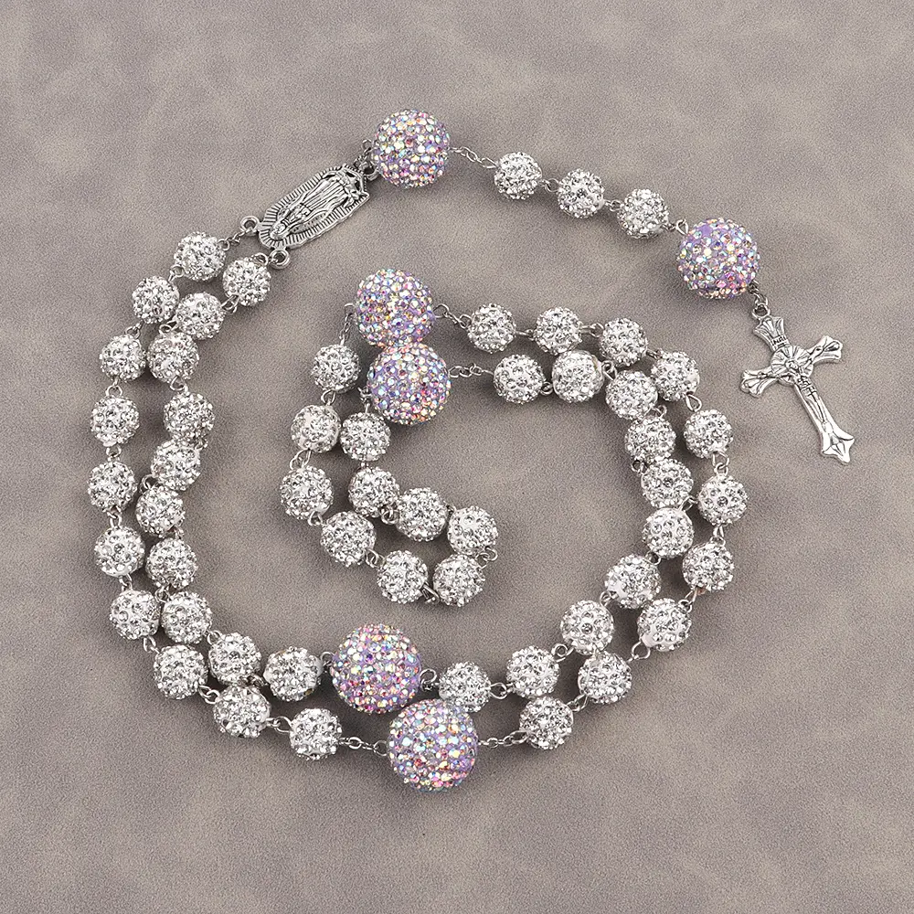 Prayer bead necklace AB color light purp