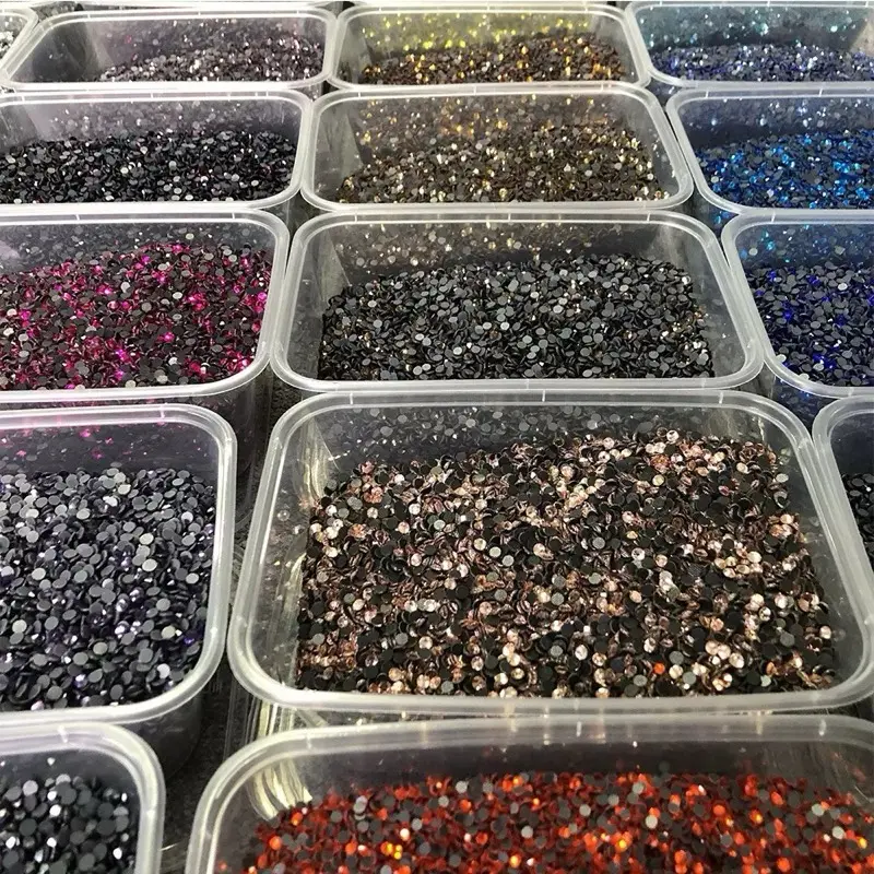 SS8-S24 Glass Rhinestone Hotfix Flat Back Round Nail Art Gems Assorted Colors DIY Accessories